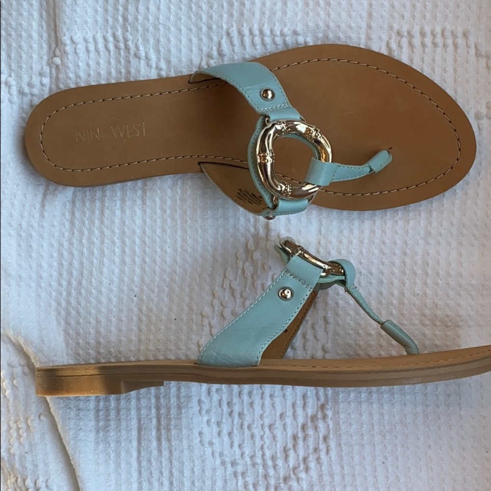 NEW Nine West thong sandals pale blue